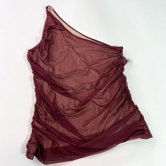 Torrid Shirt Womens 3x One Shoulder Mesh Foxy Top Contrast Lining Sleeveless New - Picture 1 of 8